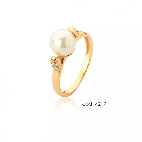 Anel de Pérola Natural em Ouro 18k